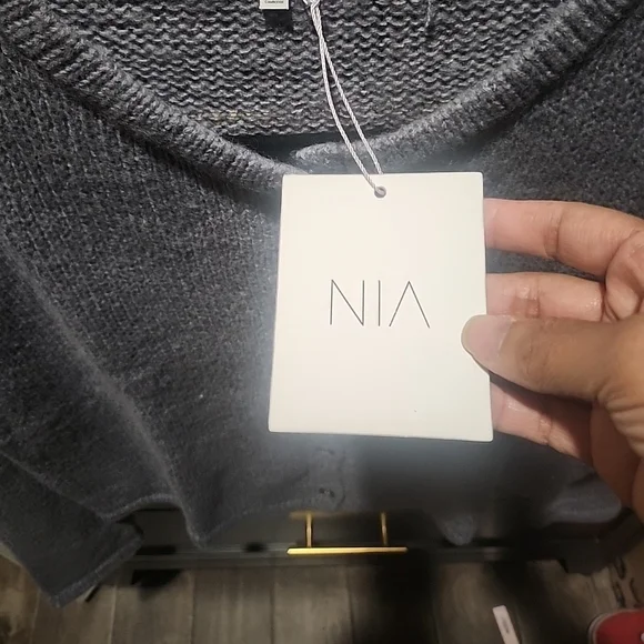 NIA Women's Gray Cardigan Sweater - Picture 3 of 4